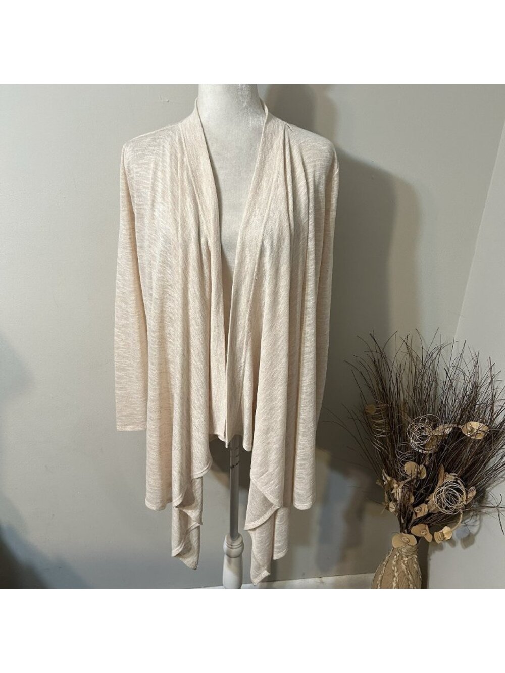 NWT Cremieux Women Beige Cardigan Sweater Draped Open Front Lightweight Sz S